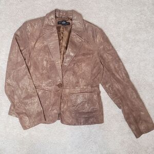 -NY & Co Leather Jacket w/ Gold Shimmer Detail